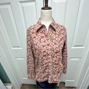 Liz Claiborne Jacket Corduroy Velvet Floral Spring Vintage 80s Women's Small